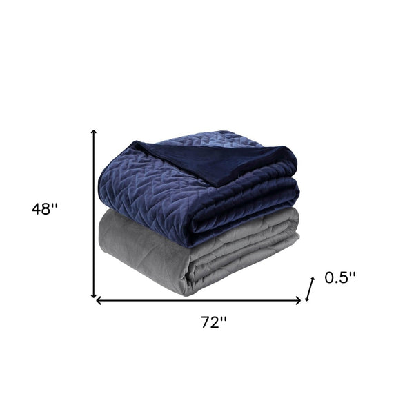 HomeRoots Twin Navy Blue Quilted Chevron Weighted Blanket - 15lb Comfort for Better Sleep & Anxiety Relief 531159
