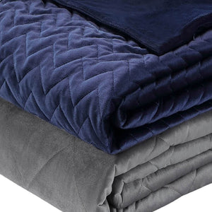 HomeRoots Twin Navy Blue Quilted Chevron Weighted Blanket - 15lb Comfort for Better Sleep & Anxiety Relief 531159