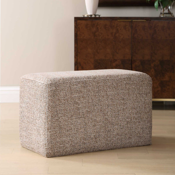 Uttermost Kelce Checkered Woven Accent Ottoman for Living Room or Bedroom Seating
