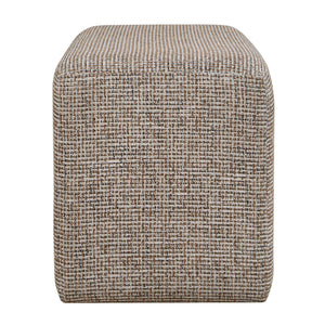Uttermost Kelce Checkered Woven Accent Ottoman for Living Room or Bedroom Seating