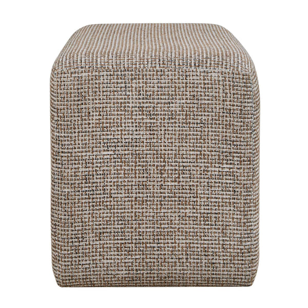 Uttermost Kelce Checkered Woven Accent Ottoman for Living Room or Bedroom Seating