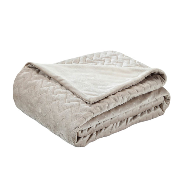 Homeroots 48" X 72" Beige Velvet Quilted Weighted Blanket Taupe Velvet 531160