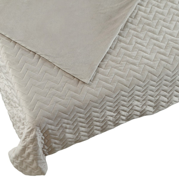 Homeroots 48" X 72" Beige Velvet Quilted Weighted Blanket Taupe Velvet 531160