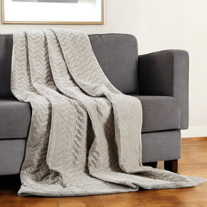 Homeroots 48" X 72" Beige Velvet Quilted Weighted Blanket Taupe Velvet 531160