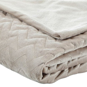 Homeroots 48" X 72" Beige Velvet Quilted Weighted Blanket Taupe Velvet 531160