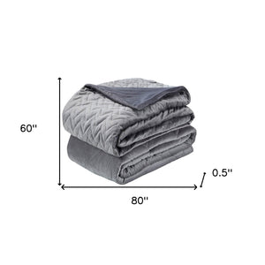 HomeRoots Queen Gray Polyester Quilted Chevron Weighted Blanket - Comfort & Style for Restful Sleep Year-Round 531164