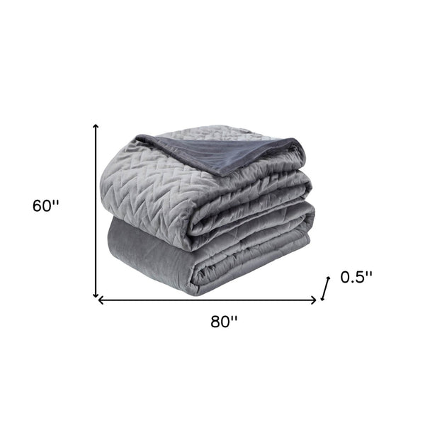 HomeRoots Queen Gray Polyester Quilted Chevron Weighted Blanket - Comfort & Style for Restful Sleep Year-Round 531164