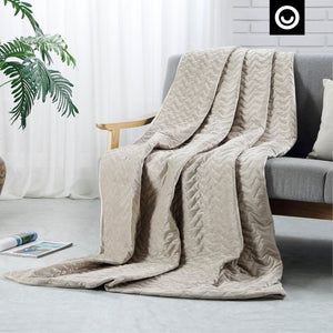 HomeRoots Queen Taupe Quilted Weighted Blanket - Enhance Sleep Quality & Reduce Anxiety with Comforting Design 531168