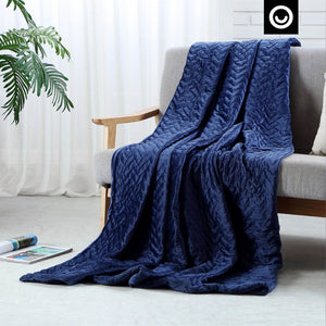 HomeRoots King Navy Blue Quilted Weighted Blanket - 25 lbs of Comfort for Relaxation & Better Sleep Quality 531173