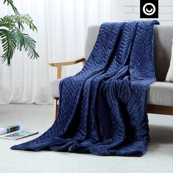 HomeRoots King Navy Blue Quilted Weighted Blanket - 25 lbs of Comfort for Relaxation & Better Sleep Quality 531173