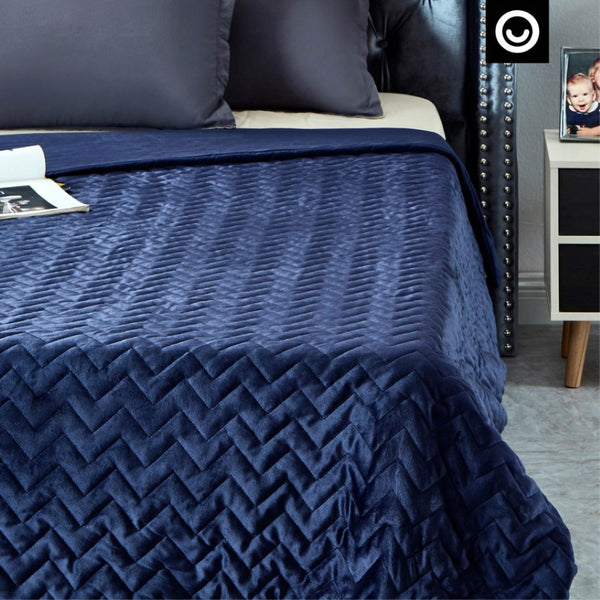 HomeRoots King Navy Blue Quilted Weighted Blanket - 25 lbs of Comfort for Relaxation & Better Sleep Quality 531173