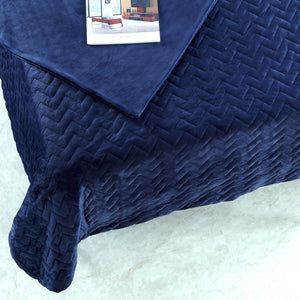 HomeRoots King Navy Blue Quilted Weighted Blanket - 25 lbs of Comfort for Relaxation & Better Sleep Quality 531173