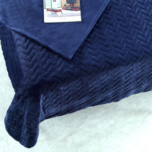 HomeRoots King Navy Blue Quilted Weighted Blanket - 25 lbs of Comfort for Relaxation & Better Sleep Quality 531173