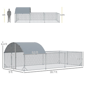 English Elm Pawhut Walk in Galvanized Metal Chicken Run Dome Enclosure Outdoor Yard Hen Coop W2225P217058