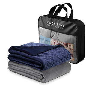 HomeRoots Twin Navy Blue Quilted Chevron Weighted Blanket - 8 lb Comforter for Stress Relief & Better Sleep 531179