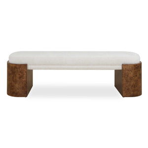 Uttermost Uttermost Thorian Channeled Upholstered Bench with Burl Wood Legs for Entryways 53117