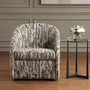 Uttermost Mari Barrel Back Boucle Swivel Accent Chair for Living Room