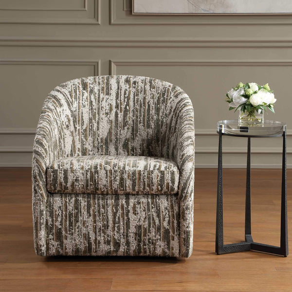 Uttermost Mari Barrel Back Boucle Swivel Accent Chair for Living Room
