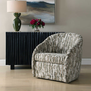 Uttermost Mari Barrel Back Boucle Swivel Accent Chair for Living Room