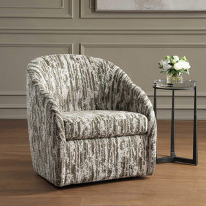 Uttermost Mari Barrel Back Boucle Swivel Accent Chair for Living Room