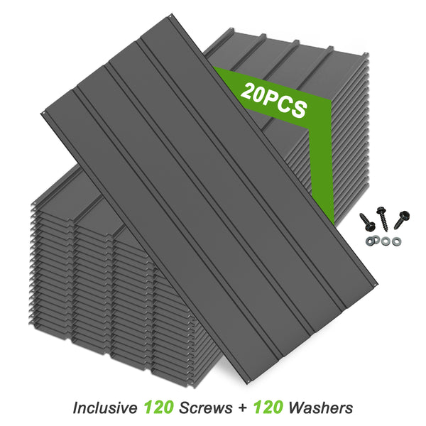 English Elm 20 Corrugated Metal Roofing Panels 3.54ft x1.64ft Galvanized DIY-Friendly Durable Weatherproof Panels Gray W1859P385452