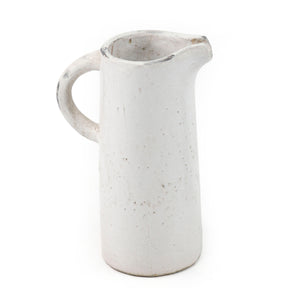 Distressed White Ceramic Pitcher (5311M) Zentique