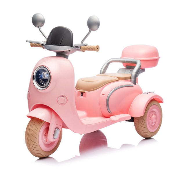 English Elm 12v Dual Motor Two Seater Kids Electric Ride on Motorcycle with Bluetooth Led and Trunk Pink W1578P268012