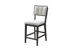 English Elm 2pc Black/Light Grey Counter Height Chairs Set – Full Back Wood Frame, Padded Fabric Seats, Sleek Dining Style B011P228165