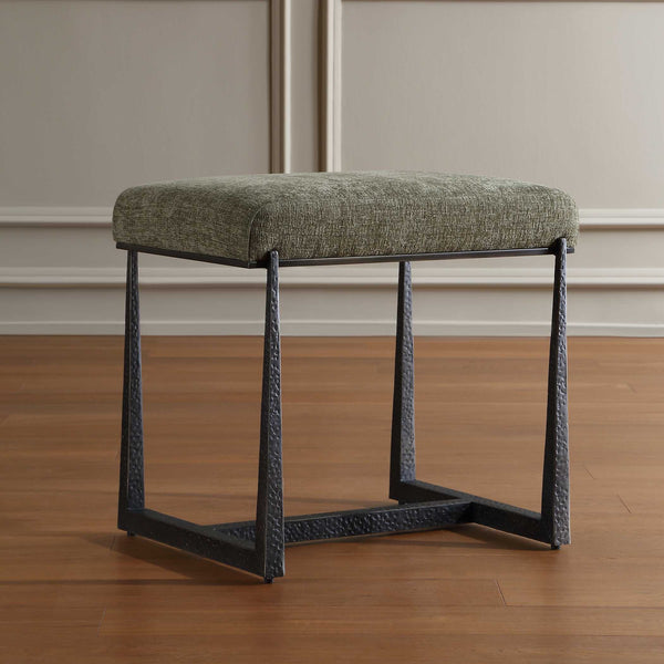 Uttermost Upholstered Accent Bench with Antique Bronze Iron Legs for Bedroom or Entryway