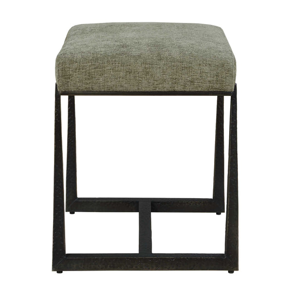 Uttermost Upholstered Accent Bench with Antique Bronze Iron Legs for Bedroom or Entryway
