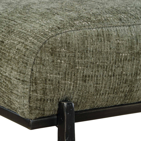 Uttermost Upholstered Accent Bench with Antique Bronze Iron Legs for Bedroom or Entryway