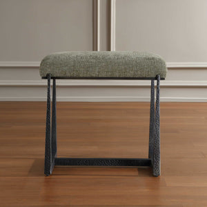 Uttermost Upholstered Accent Bench with Antique Bronze Iron Legs for Bedroom or Entryway