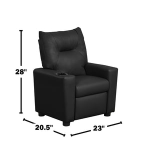 English Elm PVC Kids Recliner Chair with Cupholder and Easy-Clean Fabric, Comfortable Reclining Seat for Room Fun Black B016P404569