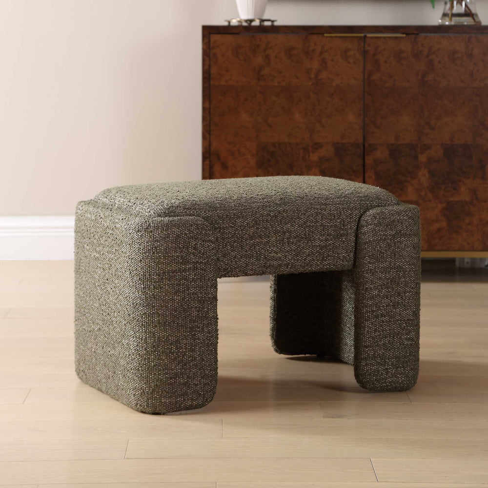Uttermost Uttermost Angus Sculptural Boucle Accent Bench with Kale Green Upholstery 53122