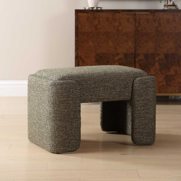 Uttermost Angus Sculptural Boucle Accent Bench with Kale Green Upholstery