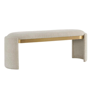 Uttermost Serena Boucle Upholstered Bench with Antique Gold Trim for Bedroom Foyer