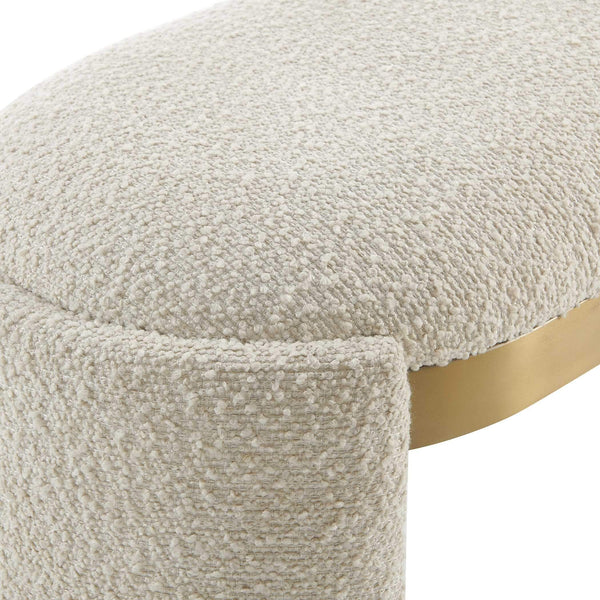 Uttermost Serena Boucle Upholstered Bench with Antique Gold Trim for Bedroom Foyer