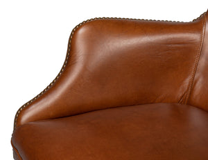 Sarreid Andrew Jackson Desk Chair - Luxurious Top Grain Vintage Havana Leather With Sturdy Metal Frame Brown  53124