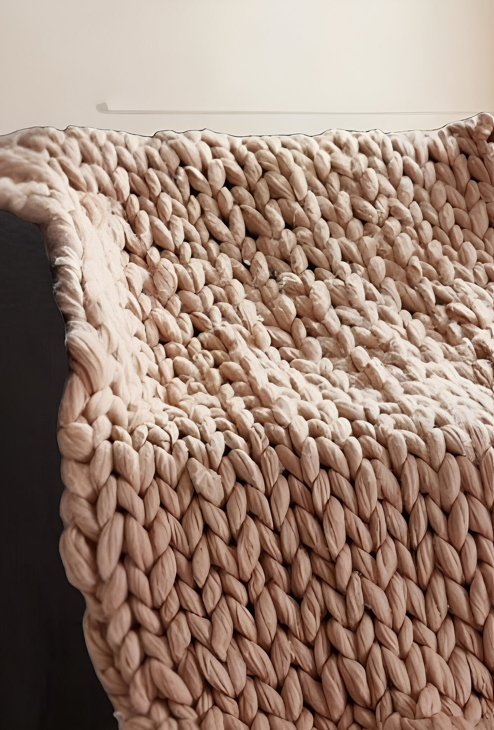 Homeroots 60" X 40" Blush Knitted Polyester Throw Blanket Blush Polyester 531280
