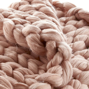 HomeRoots 60" Cozy Knitted Polyester Throw Blanket - Soft, Stylish Accent for Home Decor and Year-Round Comfort Blush 531280