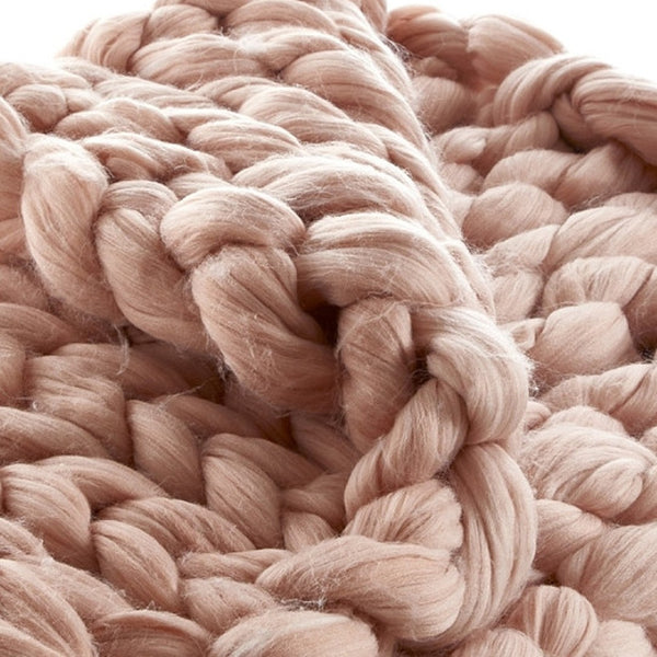 HomeRoots 60" Cozy Knitted Polyester Throw Blanket - Soft, Stylish Accent for Home Decor and Year-Round Comfort Blush 531280