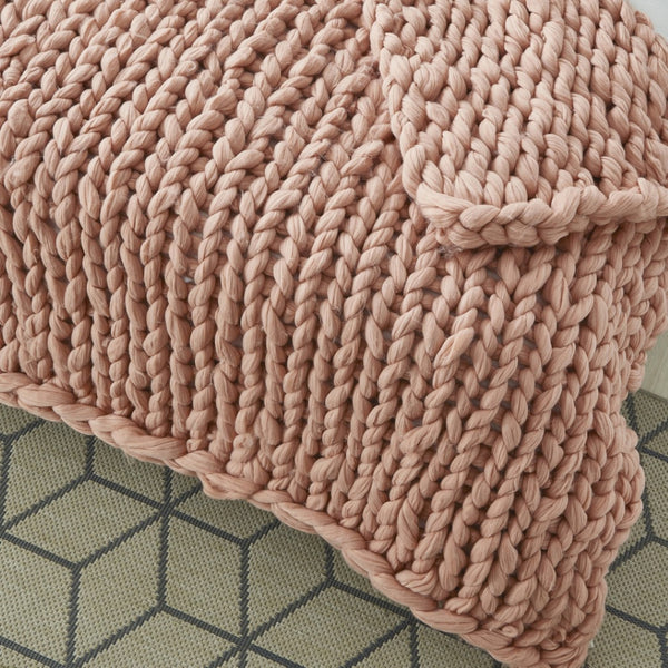 HomeRoots 60" Cozy Knitted Polyester Throw Blanket - Soft, Stylish Accent for Home Decor and Year-Round Comfort Blush 531280