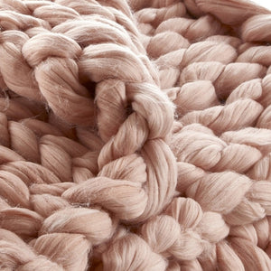 HomeRoots 60" Cozy Knitted Polyester Throw Blanket - Soft, Stylish Accent for Home Decor and Year-Round Comfort Blush 531281