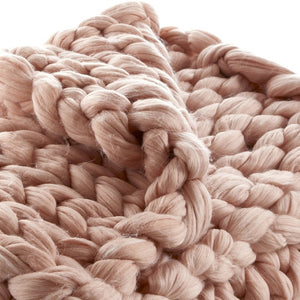HomeRoots 60" Cozy Knitted Polyester Throw Blanket - Soft, Stylish Accent for Home Decor and Year-Round Comfort Blush 531281