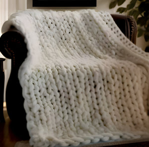 HomeRoots 60" Cozy Knitted Polyester Throw Blanket - Soft, Stylish Accent for Home Decor and Year-Round Comfort Cream White 531282