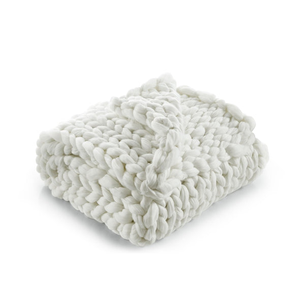 HomeRoots 60" Cozy Knitted Polyester Throw Blanket - Soft, Stylish Accent for Home Decor and Year-Round Comfort Cream White 531282