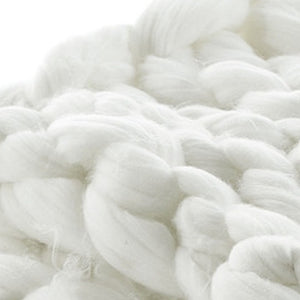 HomeRoots 60" Cozy Knitted Polyester Throw Blanket - Soft, Stylish Accent for Home Decor and Year-Round Comfort Cream White 531282