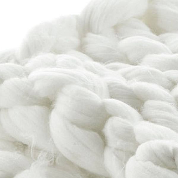 HomeRoots 60" Cozy Knitted Polyester Throw Blanket - Soft, Stylish Accent for Home Decor and Year-Round Comfort Cream White 531282