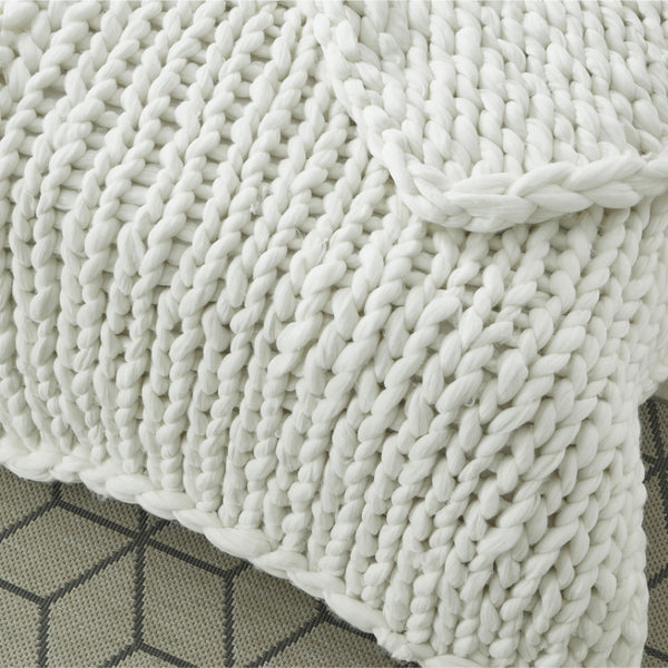HomeRoots 60" Cozy Knitted Polyester Throw Blanket - Soft, Stylish Accent for Home Decor and Year-Round Comfort Cream White 531282