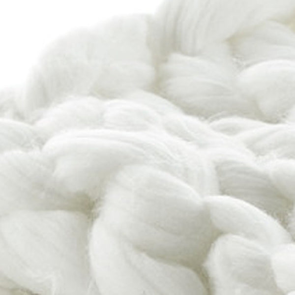 HomeRoots 50" Cream Knitted Throw Blanket - Soft Polyester for Cozy Lounging, Stylish Layering & Unique Gifts 531283